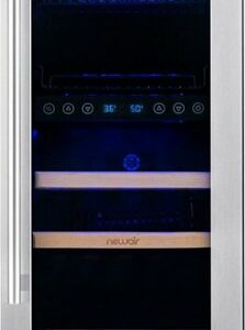 NewAir - Premium 9-Bottle Dual Zone Factory Refurbished Wine Cooler - Stainless Steel