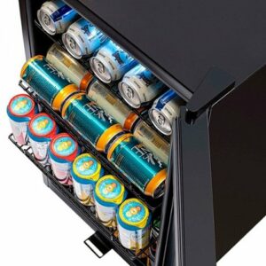 NewAir - 126-Can Factory Refurbished Beverage Cooler with Glass Door, Adjustable Shelves, 7 Temperature Settings and Lock - Onyx Black