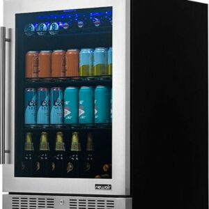 NewAir - 224-Can Factory Refurbished Built-In Beverage Cooler with Color Changing LED Lights and Seamless Stainless Steel Door - Stainless Steel