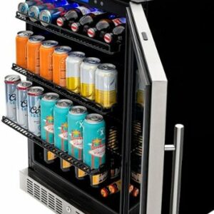 NewAir - 224-Can Factory Refurbished Built-In Beverage Cooler with Color Changing LED Lights and Seamless Stainless Steel Door - Stainless Steel