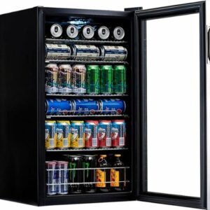 NewAir - 126-Can Factory Refurbished Beverage Cooler with Adjustable Shelves and 7 Temperature Settings - Stainless Steel