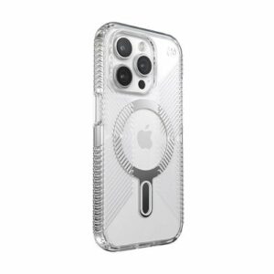 Speck - Presidio Perfect-Clear Grip ClickLock Case with MagSafe for Apple iPhone 15 Pro - Clear/Chrome