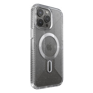 Speck - Presidio Lux Grip ClickLock Case with MagSafe for Apple iPhone 15 Pro Max - Clear/Glitter