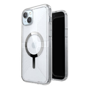 Speck - Gemshell Grip Case with MagSafe for Apple iPhone 15 Plus/14 Plus - Clear/Chrome