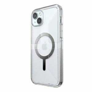 Speck - Gemshell Grip Case with MagSafe for Apple iPhone 15 Plus/14 Plus - Clear/Chrome