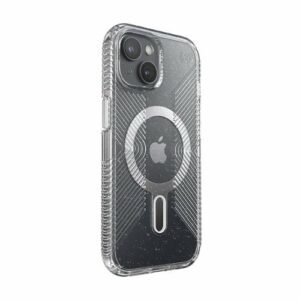 Speck - Presidio Lux Grip ClickLock Case with MagSafe for Apple iPhone 15/14/13 - Clear/Glitter