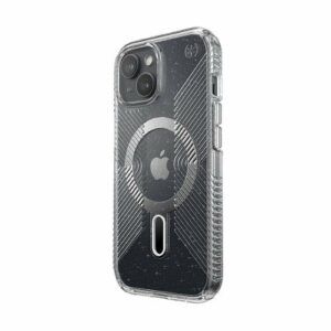 Speck - Presidio Lux Grip ClickLock Case with MagSafe for Apple iPhone 15/14/13 - Clear/Glitter