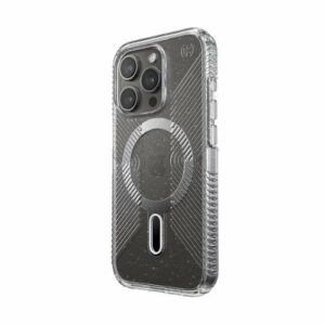 Speck - Presidio Lux Grip ClickLock Case with MagSafe for Apple iPhone 15 Pro - Clear/Glitter