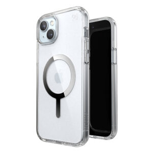 Speck - Presidio Perfect-Clear Case with MagSafe for Apple iPhone 15 Plus/14 Plus - Clear/Chrome