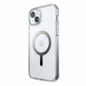 Speck - Presidio Perfect-Clear Case with MagSafe for Apple iPhone 15 Plus/14 Plus - Clear/Chrome