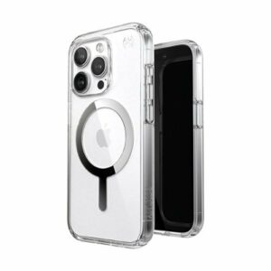 Speck - Presidio Perfect-Clear Case with MagSafe for Apple iPhone 15 Pro - Clear/Chrome