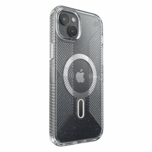 Speck - Presidio Lux Grip ClickLock Case with MagSafe for Apple iPhone 15 Plus/14 Plus - Clear/Glitter