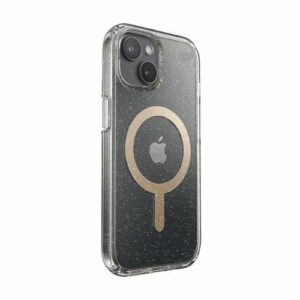 Speck - Presidio Lux Case with MagSafe for Apple iPhone 15/14/13 - Clear/Gold Glitter