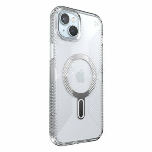 Speck - Presidio Perfect-Clear Grip ClickLock Case with MagSafe for Apple iPhone 15 Plus/14 Plus - Clear/Chrome