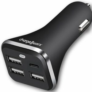 Chargeworx - 4-Port USB Car Charger - Black