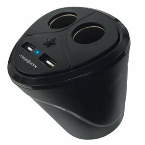 Chargeworx - 12V Dual USB Cup Holder - Black