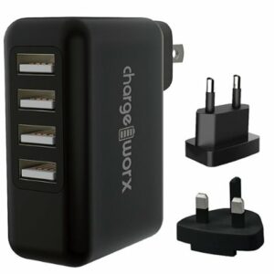 Chargeworx - 4-Port USB Wall Charger - Black