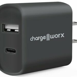 Chargeworx - Dual USB and USB-C Wall Charger - Black