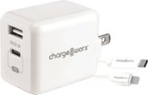 Chargeworx - USB and USB-C Wall Charger with Lightning Cable - White