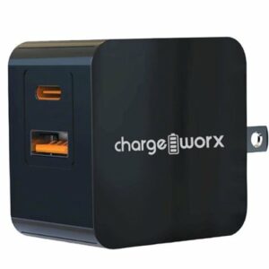 Chargeworx - 48W Dual-Port Power Delivery Wall Charger - Black