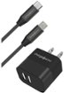 Chargeworx - 3' USB Wall Charger with USB-C and Micro USB Cables - Black