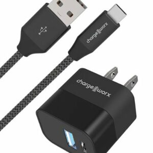 Chargeworx - 6' USB-C Wall Charger and Cable - Black