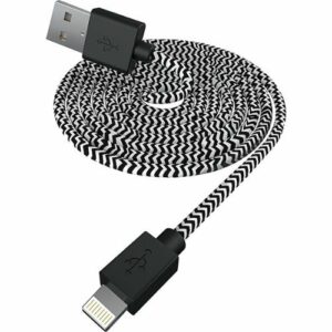 Chargeworx - 10' Braided Lightning Charge-and-Sync Cable - Black