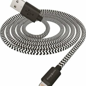 Chargeworx - 3' Braided Lightning Charge-and-Sync Cable - Black