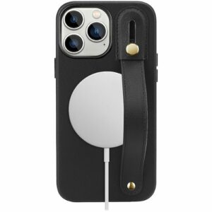 SaharaCase - FingerGrip Series Leather Case with Magsafe for Apple iPhone 15 Pro Max - Black