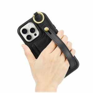 SaharaCase - FingerGrip Series Wallet Case for Apple iPhone 15 Pro Max - Black