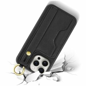 SaharaCase - FingerGrip Series Wallet Case for Apple iPhone 15 Pro Max - Black