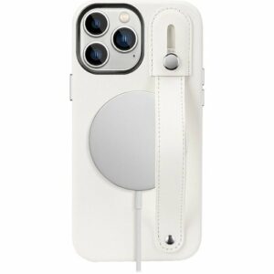 SaharaCase - FingerGrip Series Leather Case with Magsafe for Apple iPhone 15 Pro - White