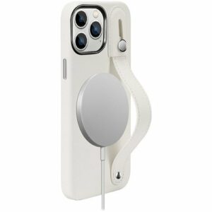 SaharaCase - FingerGrip Series Leather Case with Magsafe for Apple iPhone 15 Pro - White