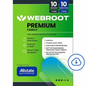 Webroot - Premium Antivirus Protection (10 Device) with Allstate Identity Protection - Android, Apple iOS, Chrome, Mac OS, Windows [Digital]