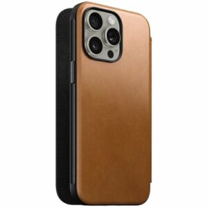 Nomad - Modern Leather Folio with Magsafe for Apple iPhone 15 Pro Max - Tan