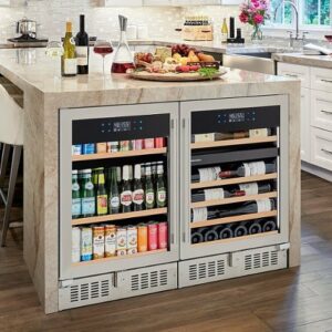 Wine Enthusiast - SommSeries2 Beverage Station 46 bottle Dual Zone and 178 Can Beverage Center - Stainless Steel