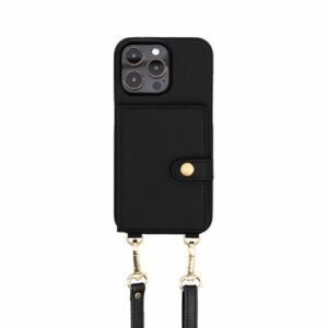 Bryten - Silverlake Vegan Leather Wallet Crossbody Case for Apple iPhone 15 Pro - Black