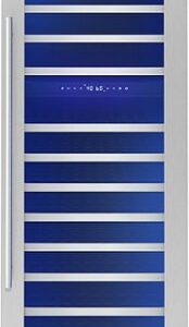 Zephyr - Presrv 24 in. 132-Bottle Built-In/Freestanding Dual Zone Full Size Wine Cooler with Full-Extension Wood Racks - Stainless Steel/Glass