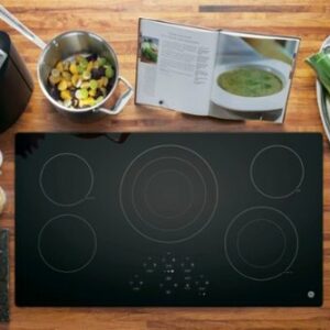 GE - 36" Built-In Electric Cooktop - Black on Black