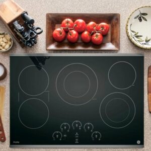 GE Profile - 30" Built-In Electric Cooktop - Stainless Steel on Black