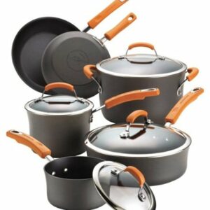 Rachael Ray - 10-Piece Nonstick Cookware Set - Gray/Orange