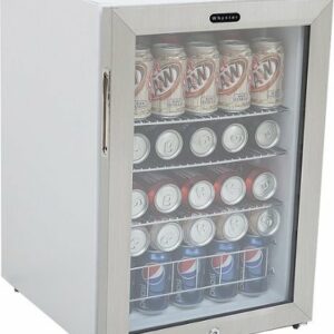 Whynter - 90-Can Beverage Refrigerator - White cabinet with stainless steel trim