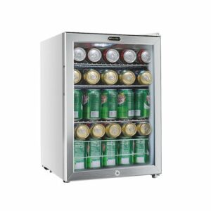 Whynter - 90-Can Beverage Refrigerator - White cabinet with stainless steel trim