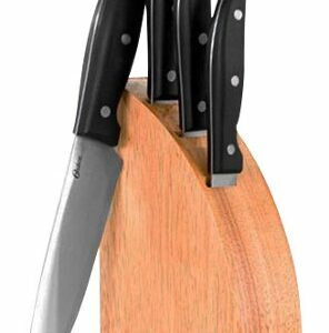 Oster - Granger 5-Piece Knife Set - Black/Wood