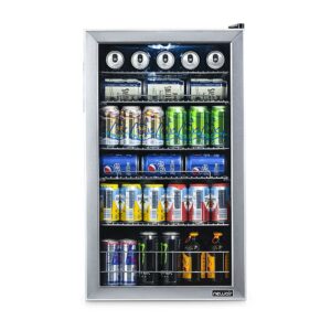 NewAir - 126-Can Beverage Cooler with Adjustable Shelves and 7 Temperature Settings for Kitchen, Game Room, and Home Office - Stainless Steel