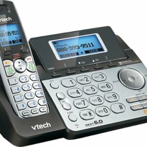 VTech - DS6151 DECT 6.0 Expandable 2-Line Cordless Phone with Digital Answering System and Dial-In Base - 1 Handset - Black