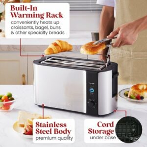 Elite Gourmet - 4 Slice Long Slot Toaster - Stainless Steel